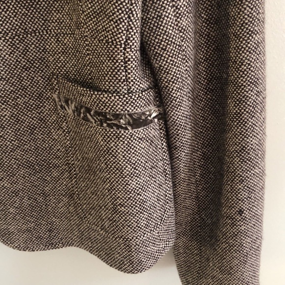 Classic Tweed Wool Blend Brown Blazer Size 13 Smart Set - Picture 4 of 13